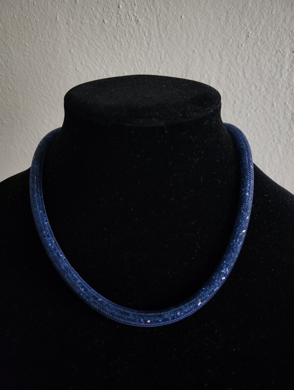 SWAROVSKI Stardust Dark Blue Fishnet Tube Crystal Necklace
